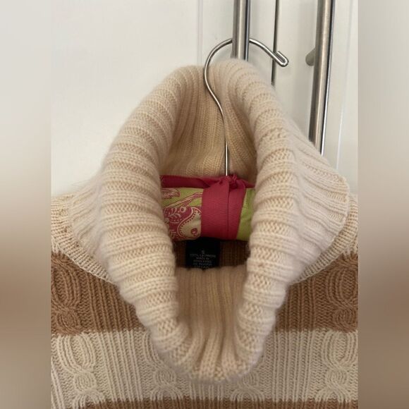 Sold sold Daniel Bishop 100% Cashmere Turtleneck Sweater Tan Ivory size - Picture 3 of 9